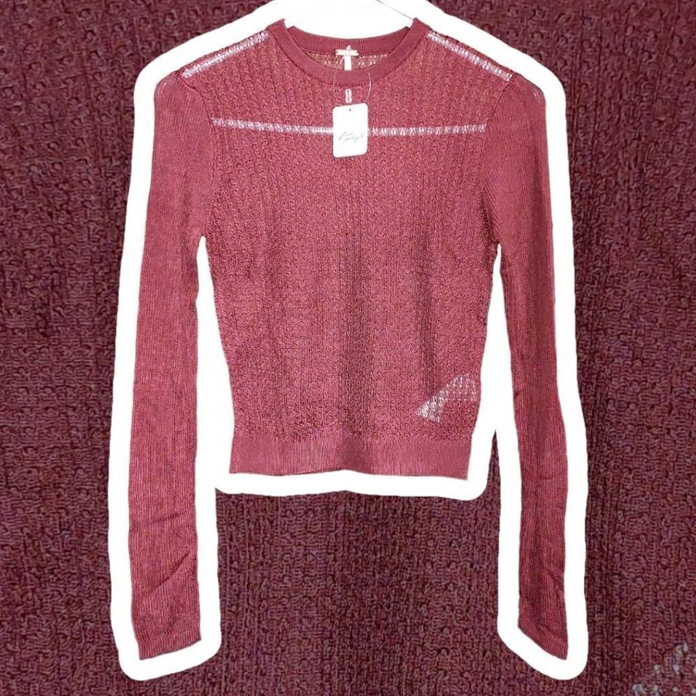 Free People H2O Crew Pullover, XS, Raw Garnet, NWT